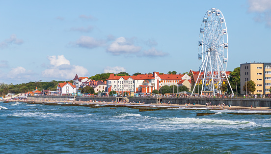 Zelenogradsk coastal view with the Ferris Wheel. Prior to 1946 this town known by its German name Cranz, now it is a town in Kaliningrad Oblast, Russia