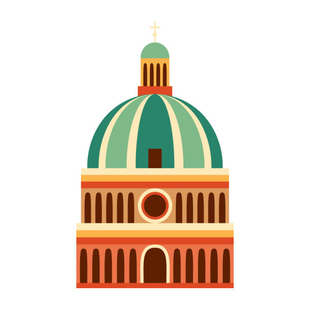 ilustraciones, imágenes clip art, dibujos animados e iconos de stock de cúpula de la catedral italiana icono vectorial - cupola