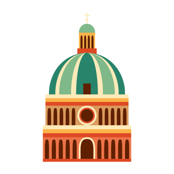 ilustrações, clipart, desenhos animados e ícones de cúpula do ícone do vetor da catedral italiana - cupola