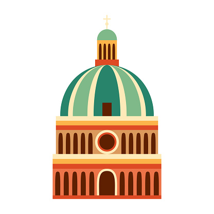 Dome of Italian church geometric illustration. Medieval Italian Renaissance architecture icon inspired by Florence cathedral Duomo cupola.