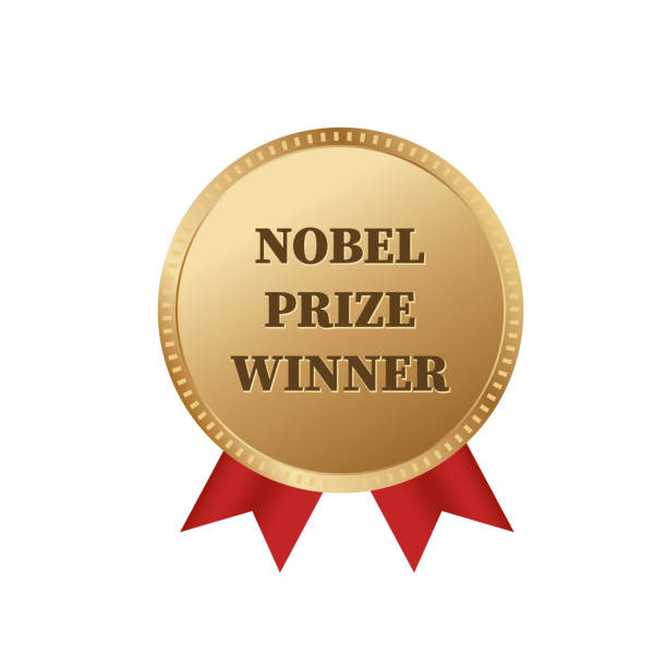 Nobel prize winner medal vector Nobel prize winner medal vector gold award nobel peace prize stock illustrations