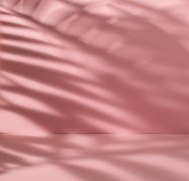 istock Coral pink abstract background with palm leaves shadow 1492931944