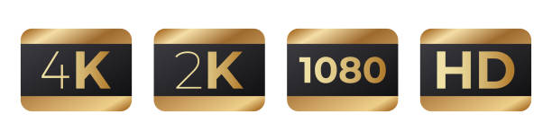 istock Video quality icons. Hd full hd and 2k and 4k 1492935016