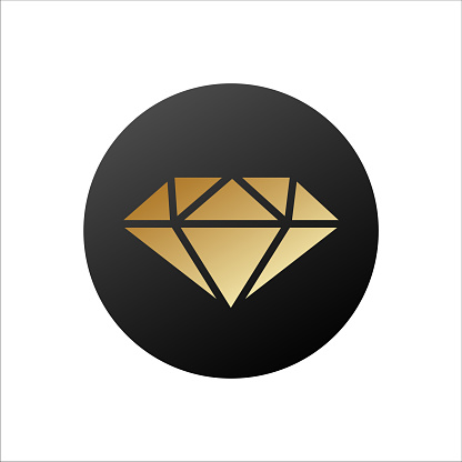 Black vip sticker with gold diamond. Luxury reward certificate for invitation with exclusive emblem and elegant design for famous and wealthy vector visitors