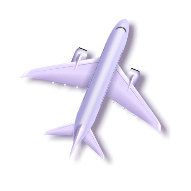 istock 3D plane top view, vector airplane icon, white wing, realistic jet turbines travel aircraft concept. 1492935970