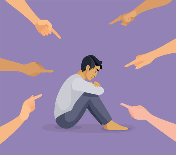 istock Blaming you. Asian man judged by different people pointing fingers at him. Concept of accusation of guilty Asian man. 1492936320