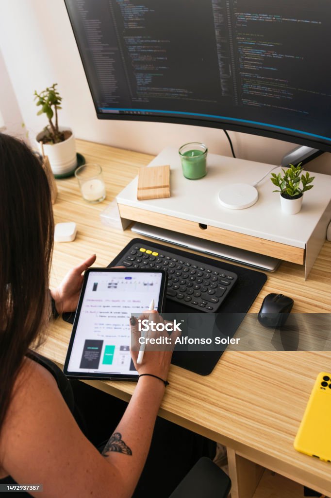 Computer Programmer Woman Digital Nomad Empowered Woman Programming ...
