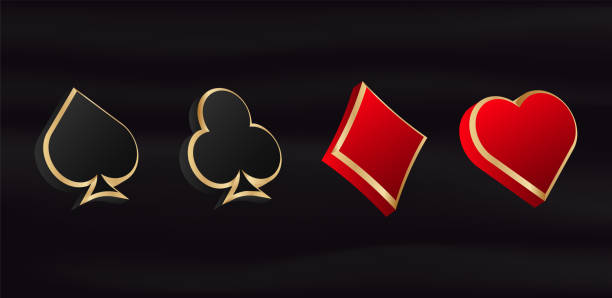 istock Gambling 3d card suits. Game red symbol of luck in poker 1492937633