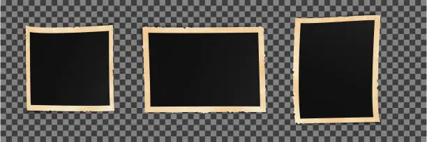 Vector illustration of Curves photo frames isolated. Black squares and rectangles
