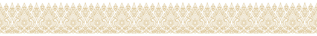 Gold asian line art, buddhism temple element and background pattern decoration motifs for pillar pattern