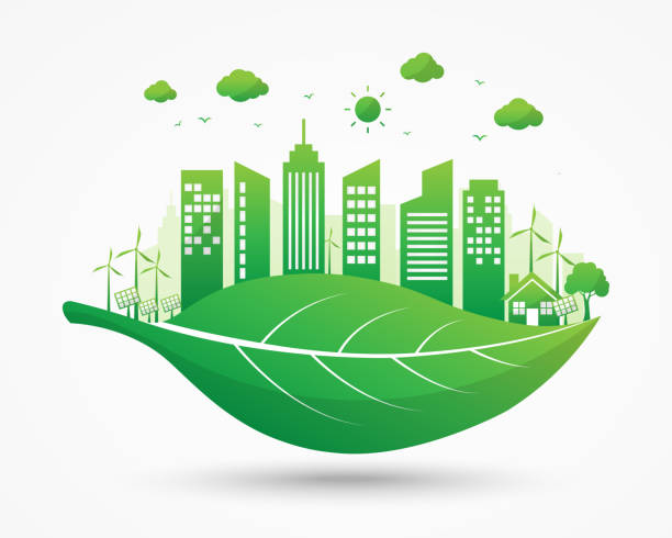 istock ecology and environment city on leaf concept. world earth day and sustainable development. green city save the world. environmentally friendly. vector illustration in flat style modern design. 1492940946