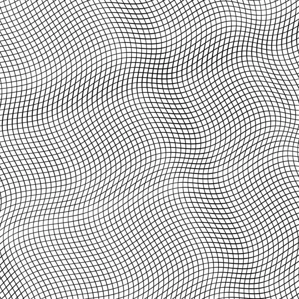 Vector illustration of Vector Minimalism Wave Line Wire-frame Model Grids Seamless Pattern Background