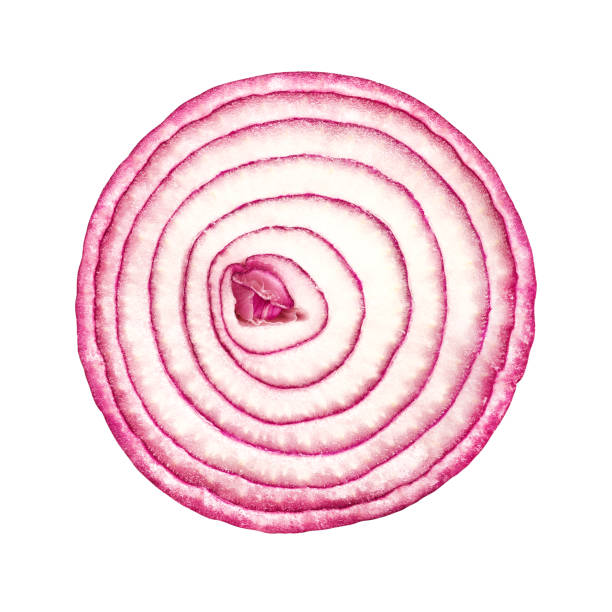 istock Slice of red onion isolated on white background. 1492943639