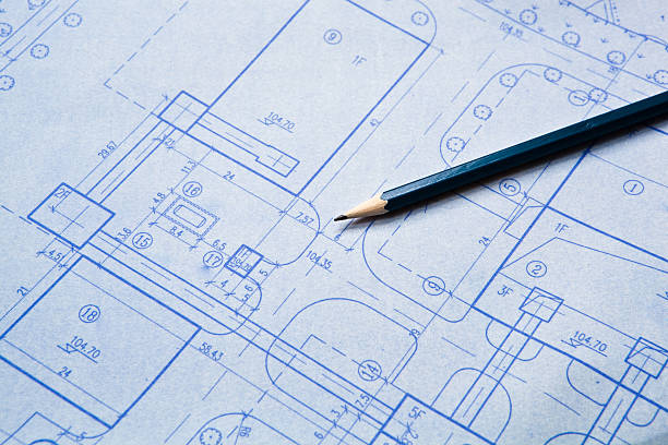 détail de l'architecture blueprint - drawing compass blueprint architecture plan photos et images de collection