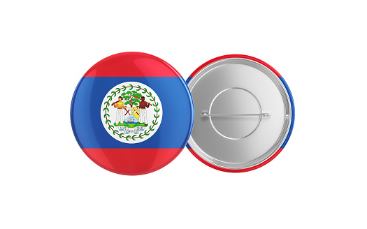 3d Render Belize Flag Badge Pin Mocap, Front Back Clipping Path, It can be used for concepts such as Policy, Presentation, Election.