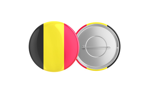 3d Render Belgium Flag Badge Pin Mocap, Front Back Clipping Path, It can be used for concepts such as Policy, Presentation, Election.