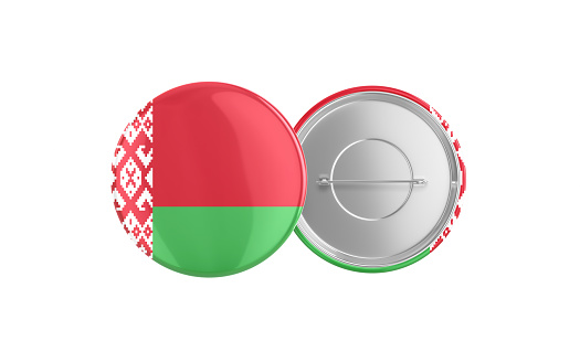 3d Render Belarus Flag Badge Pin Mocap, Front Back Clipping Path, It can be used for concepts such as Policy, Presentation, Election.