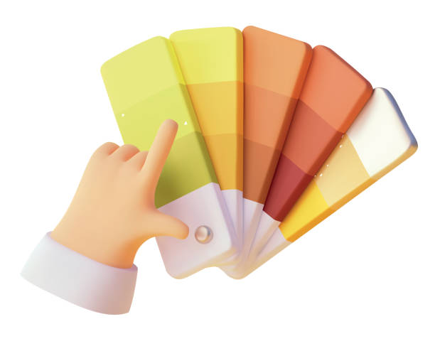ilustrações, clipart, desenhos animados e ícones de mão do vetor escolhendo o ícone da amostra da cor da tinta - color swatch home improvement choice colors