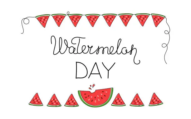 Vector illustration of Watermelon slice banner.