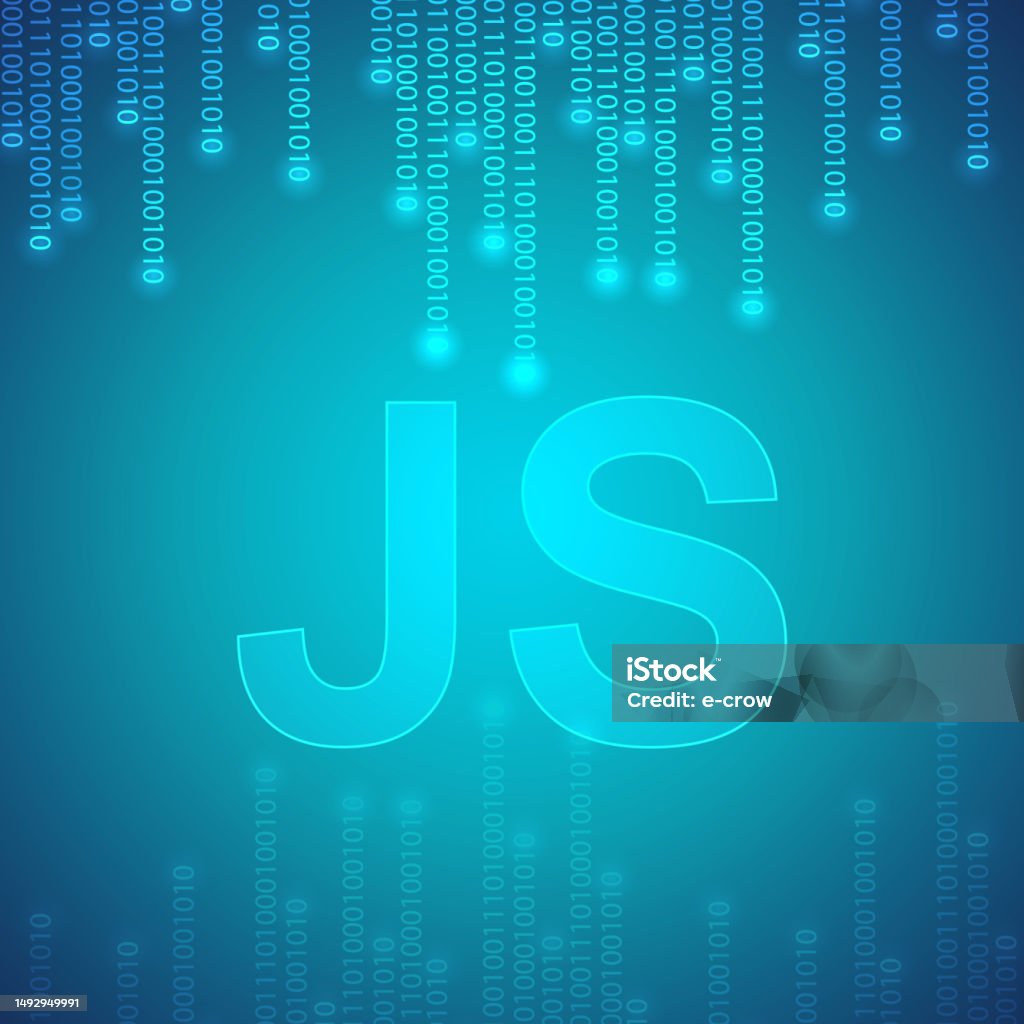 Javascript Programming Js Logo On Blue Binary Background Stock ...