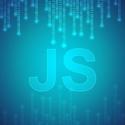Javascript Programming Js Logo On Blue Binary Background Stock ...