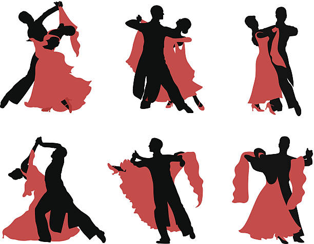 ilustraciones, imágenes clip art, dibujos animados e iconos de stock de siluetas de baile. - dancing women wedding reception men