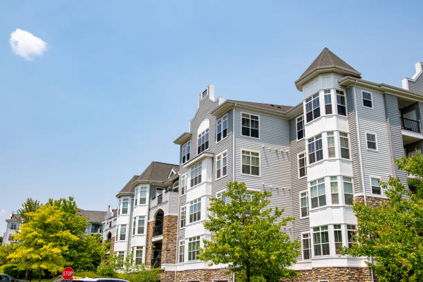 Gated Community Apartments Gated Community Apartments in Pikesville, suburbs of Baltimore, Maryland. luxury gated community stock pictures, royalty-free photos & images
