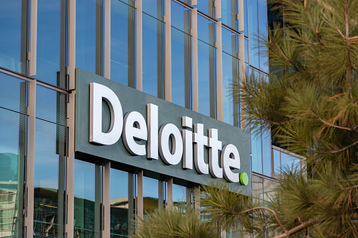 San Francisco, United States - November 27, 2022: A picture of the Deloitte sign.