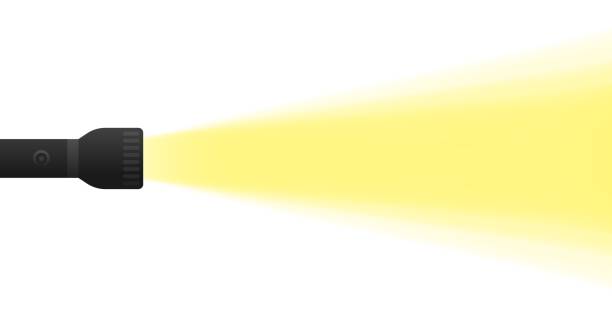 фонарик света. плоский, цветной, фонарик. векторная иллюстрация. - black flashlight light bulb electricity stock illustrations