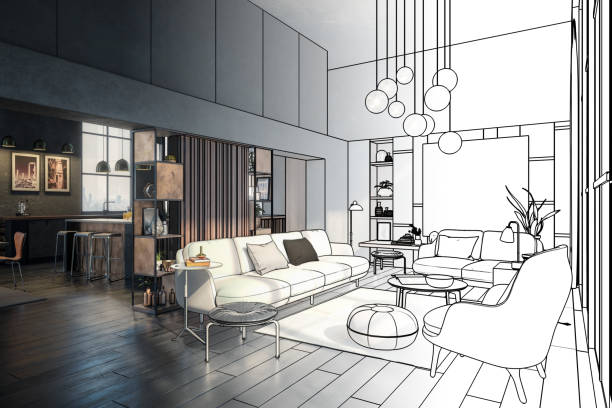 Family Room Interior Design Sketches