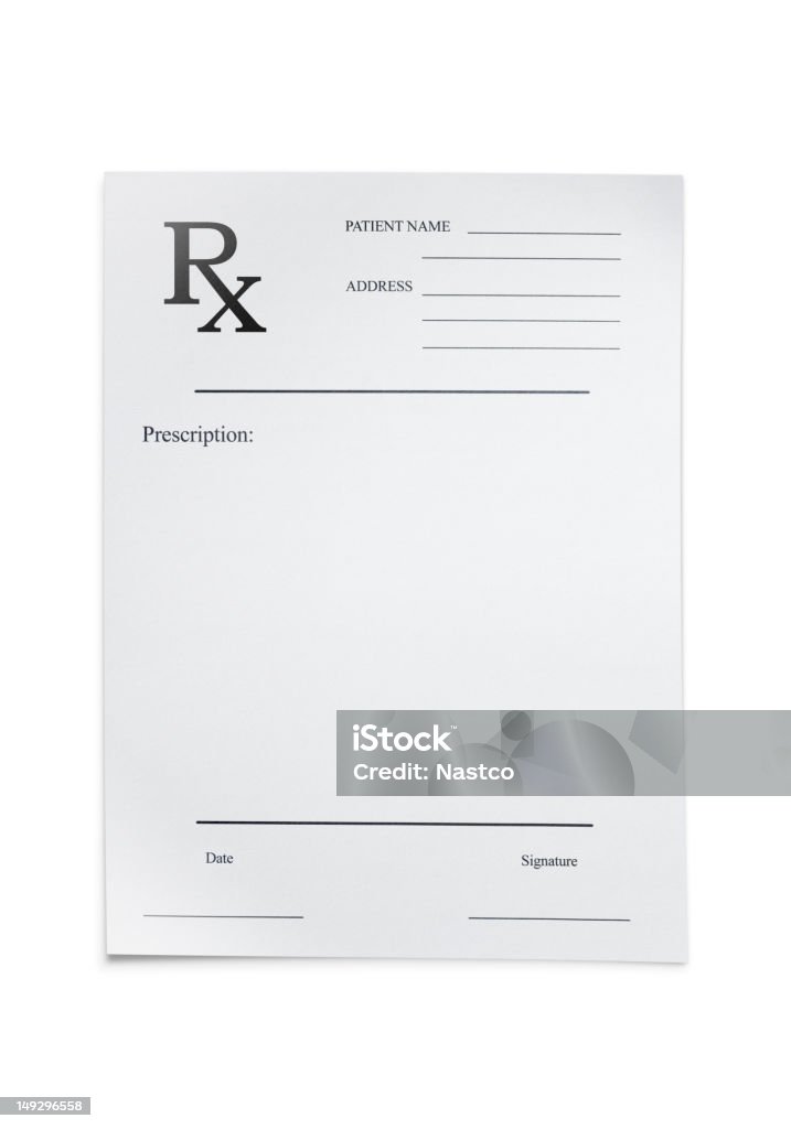 Prescription Blank prescription isolated on white background Prescription Stock Photo