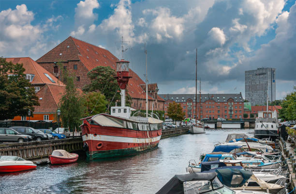 istock Lighthouse boat in canal, Copenhagen, Denmark 1492966372