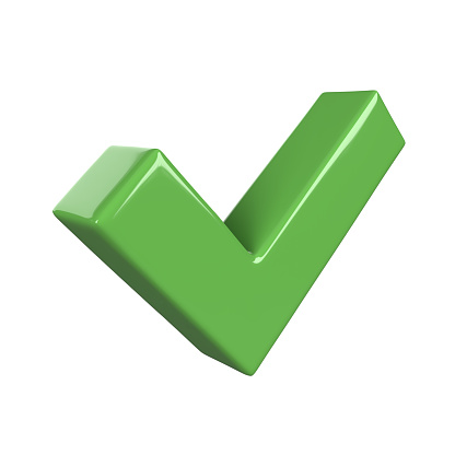 Yes confirmed approved ok correct sign 3d icon render illustration. Interface button isolated on white with clipping path.
