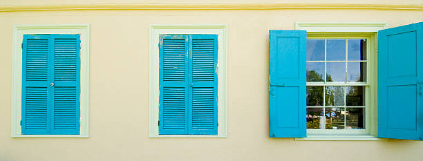 istock Linear Aqua Blue Shutters at Frisco Plantation 149296649