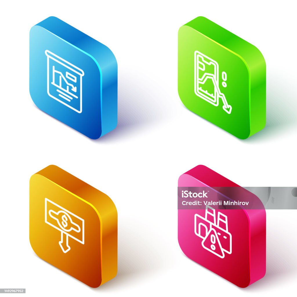 Set Isometric Line Pie Chart Infographic Mobile Stock Trading Dollar ...