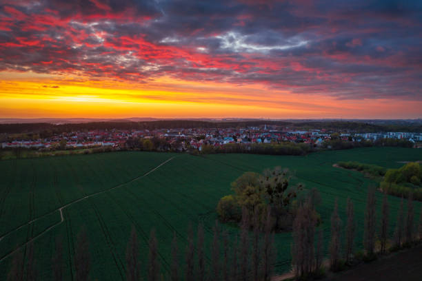 istock Amazing sunset over the spring fields of Rotmanka, Poland 1492969983