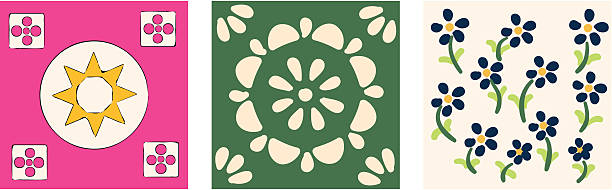 Mexican Tiles Set 2 These tiles were Inspried by Mexican Tiles.They belong to set. Colors are easy to change for your liking. mexican tile cross stock illustrations