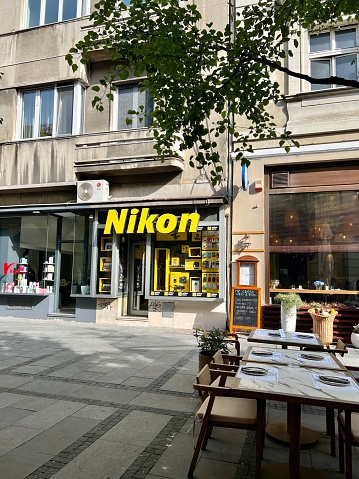 Belgrade, Serbia - April 28, 2023: Nikon Store in city center