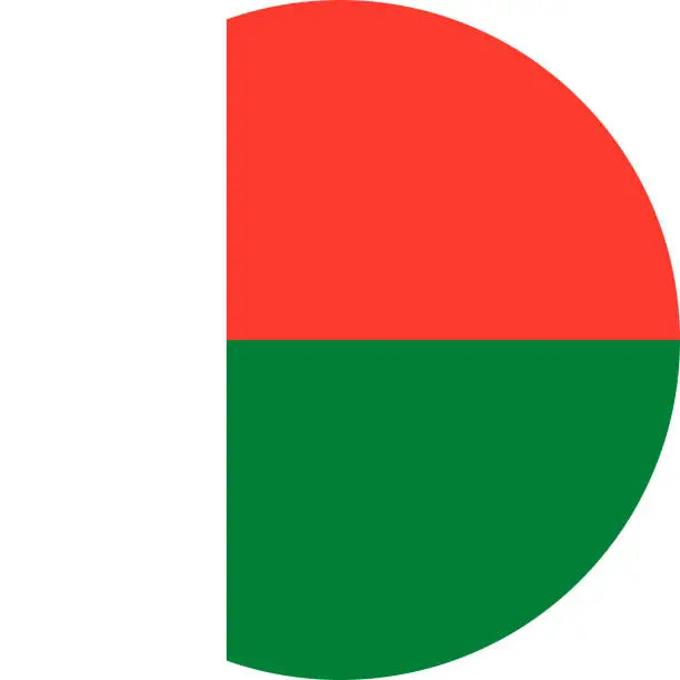 Vector illustration of round Malagasy flag of Madagascar