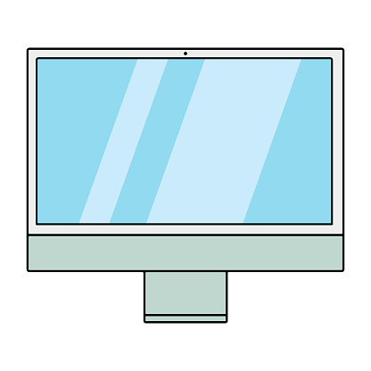 Cartoon Computer Plain Computer Allinone With Blank Screen Cartoon Vector Illustration Stock ...