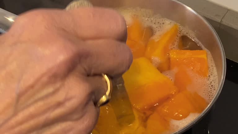 Testing if boiled squash is ready