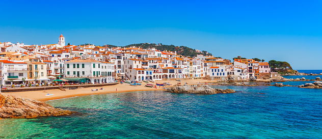 Calella de Palafrugell old town and beach, Catalonia, Spain, Europe