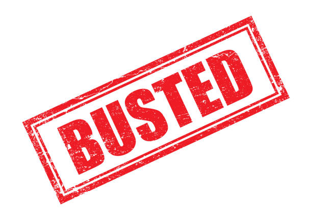 Red Busted Stamp Red busted stamp. Horizontal composition. guilty stock illustrations