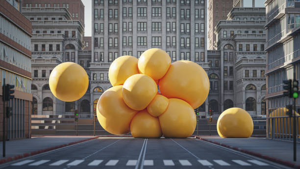 街の大きな球体の束