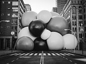 Bunch of big spheres in the city