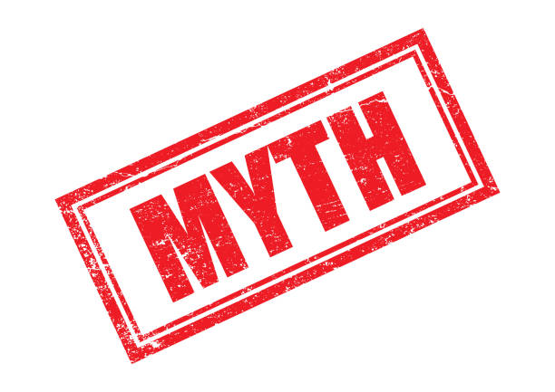 Red myth stamp. Horizontal composition.