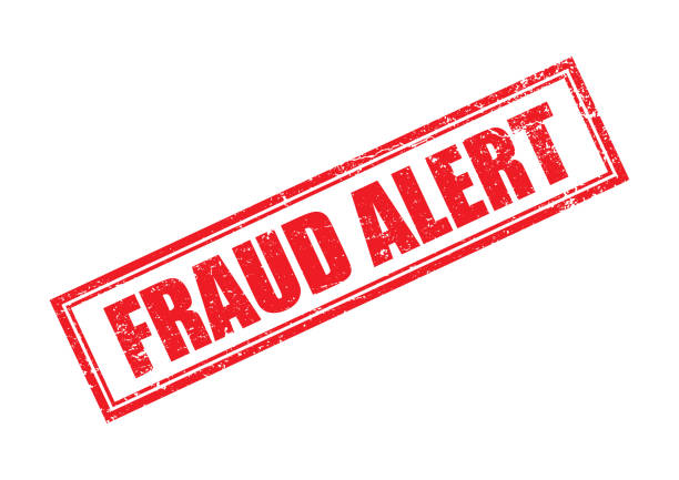 roter betrugswarn-stempel - wirtschaftskriminalität stock-grafiken, -clipart, -cartoons und -symbole