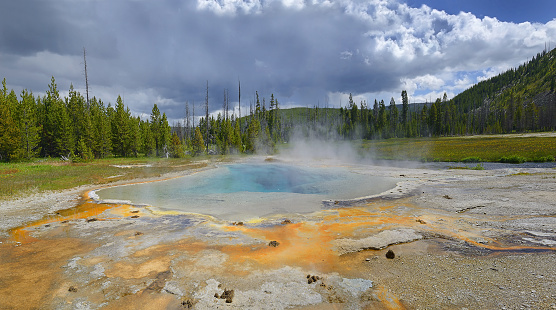 Black Sand Basin - Scenic Landscapes of Geothermal activity of Yellowstone National Park USA, UNESCO World Heritage Site