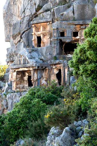 Ancient Tombs of the Kings, in ancient Lycian city of Myra in Demre, Antalya province in Turkey.
