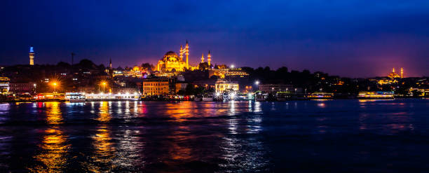 istock Istanbul night view from Bosphorus strait, Turkey. Summer travel 1492988982